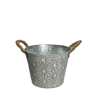 4A Zinken Bloempot Plantenpot “Scott” | Kleur: Grijs | Diameter 21 centimeter | Hoogte 16 centimeter | Per 10 bloempotten