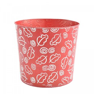 4A Zinken Bloempot Plantenpot “Maud” | Kleur: Rood | Diameter 20 centimeter | Hoogte 18 centimeter | Per 10 bloempotten