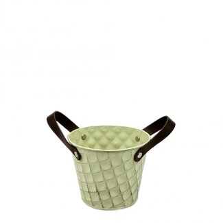 4A Zinc Flowerpot Plant pot "Vierkantjes"  | Colour: Green | Diameter 12 centimeter | Height 10 centimeter | Per 10 little buckets