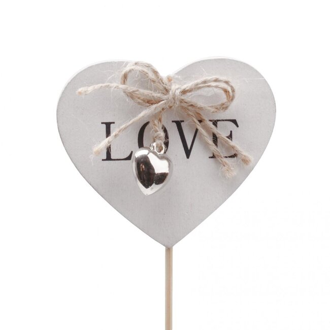 Heart with Bell Pick “Love” | Colour: Natural White | Length pick ± 50 centimeter | Diameter heart 7 centimeter | Per 25 picks