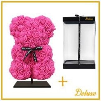 4A Ours en mousse de roses | Couleur: Rose | Hauteur 25 centimeter | inclus support | Par ours