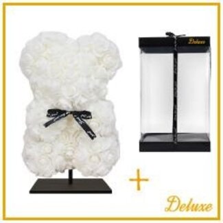 4A Bär aus Schaumrosen | Farbe: Natürlich Weiß | Höhe 25 centimeter | inklusive Ständer | Pro Bär