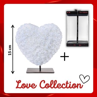 4A Hart van Foam Rozen | Kleur: Natuurlijk Wit | Hoogte 15 centimeter | inclusief standaard | Per hart