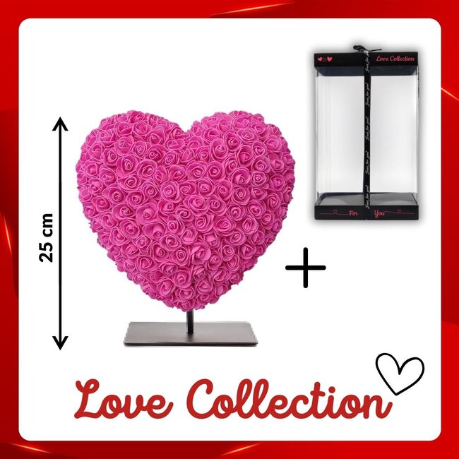 Heart of Foam Roses | Colour: Pink | Height 25 centimeter | including stand | Per heart