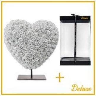4A Cœur de roses en mousse | Couleur: Gris | Hoogte 25 centimeter | inclus support | Par cœur