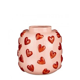 4A Keramiek Vaas “Hearts” | Kleur: Roze | Diameter 28 centimeter | Hoogte 25 centimeter | Per vaas