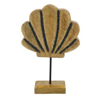 4A Muschelständer auf Fuß "Maritiem" | Farbe: Hellbraun | Länge 18 centimeter | Breite 5 centimeter | Höhe 28 centimeter | Pro 2 Muscheln