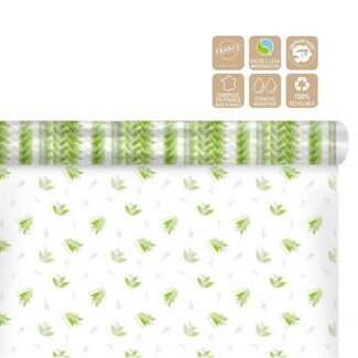 4A Muguet Lelietje-van-Dalen Folie op rol “Happy” | Kleur: Wit Groen | Breedte 50 centimeter | Lengte 120 meter | Per rol