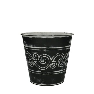 4A Zinken Bloempot Plantenpot “Barok” | Kleur: Grijs | Diameter 16 centimeter | Hoogte 15 centimeter | Per 10 bloempotten