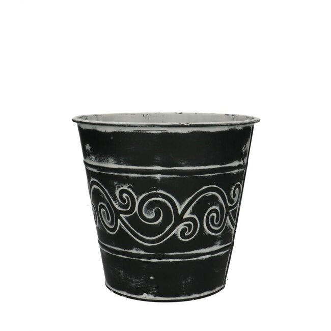 Zinken Bloempot Plantenpot “Barok” | Kleur: Grijs | Diameter 16 centimeter | Hoogte 15 centimeter | Per 10 bloempotten