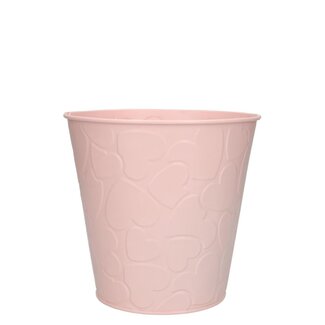 4A Zink-Blumentopf “Herzen” | Farbe: Rosa | Durchmesser 16 centimeter | Höhe 15 centimeter | Pro 10 Blumentöpfe