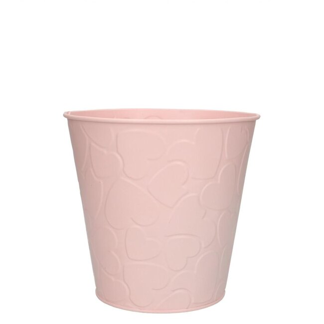 Pot de fleurs en zinc “Hearts” | Couleur: Rose | Diamètre 16 centimeter | Hauteur 15 centimeter | Par 10 pots de fleurs