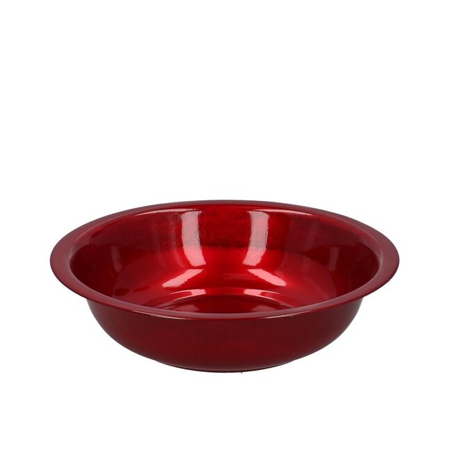 Zinken Schaal Bloempot Plantenpot | Kleur: Rood | Diameter 28 centimeter | Hoogte 6.5 centimeter | Per 10 schalen