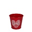 Zinken Bloempot “Lovebird” | Kleur: Rood | Diameter 12.5 centimeter | Hoogte 11.5 centimeter | Per 10 bloempotten