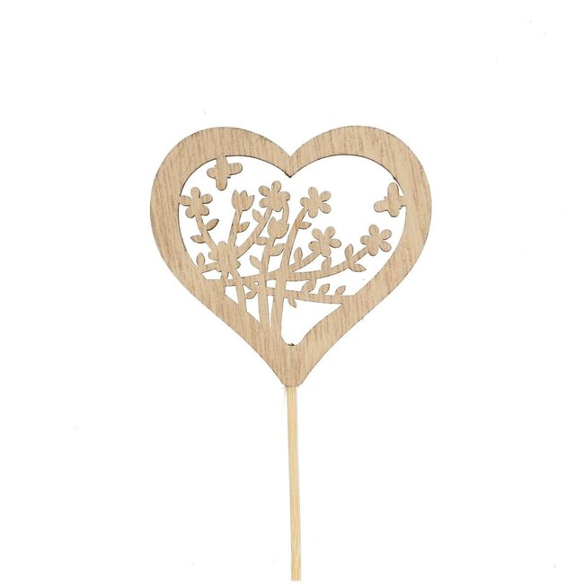 Heart pick “Flori” | Colour: Light brown | Length of pick ± 50 centimetre | Heart diameter 7 centimetre | Per 25 picks