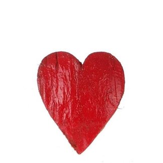 4A Decoratie Hart van Kokosnoot | Kleur: Rood | Diameter 5.5 centimeter | Per 15 harten