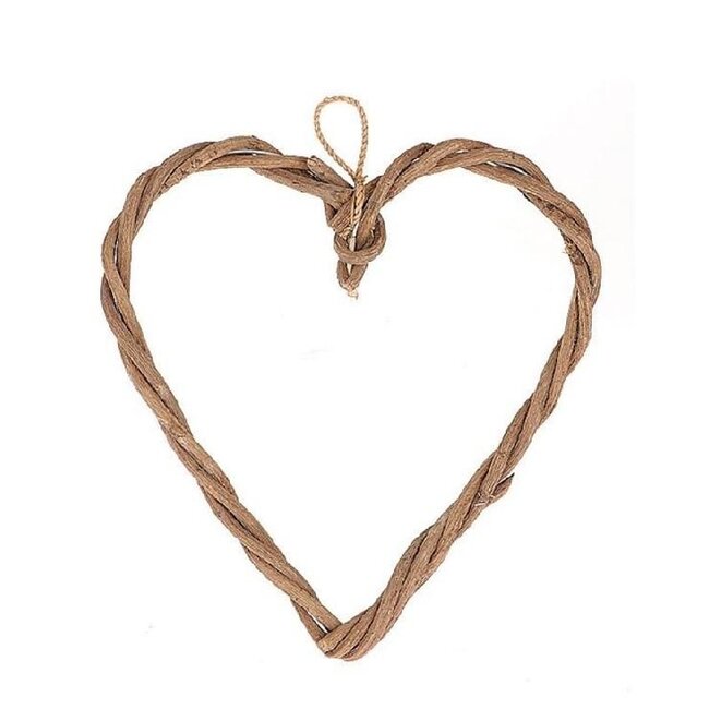 Houten Hart Hanger Decoratie | Kleur: Lichtbruin | Lengte 25 centimeter | Breedte 25 centimeter | Dikte 2 centimeter | Per 10 harten
