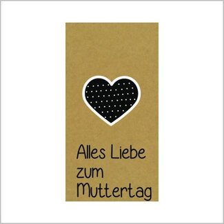 4A Wenskaart “Alles Liebe zum Muttertag” | Kleur: Bruin Zwart Wit | Lengte 5 centimeter | Breedte 10 centimeter | Per 20 kaarten