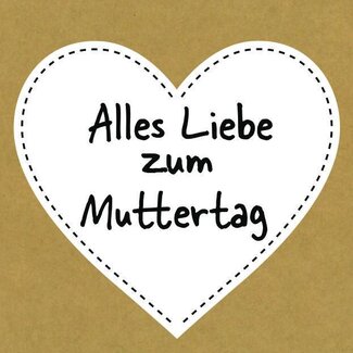 4A Grußkarte “Alles Liebe zum Muttertag” | Farbe: Braun, Schwarz und Weiß | Länge 7 centimeter | Breite 7 centimeter | Pro 20 Karten