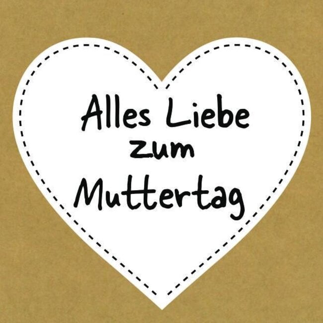 Wenskaart “Alles Liebe zum Muttertag” | Kleur: Bruin, Zwart en Wit | Lengte 7 centimeter | Breedte 7 centimeter | Per 20 kaarten