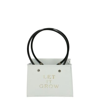 4A Pot de fleurs en zinc Jardinière en forme de sac “Plant Lady” | Couleur: Blanc naturel | Longueur 14 centimeter | Largeur 7.5 centimeter | Hauteur 11.5 centimeter | Par 6 pots de fleurs