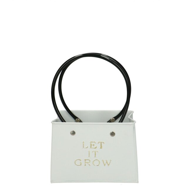 Pot de fleurs en zinc Jardinière en forme de sac “Plant Lady” | Couleur: Blanc naturel | Longueur 14 centimeter | Largeur 7.5 centimeter | Hauteur 11.5 centimeter | Par 6 pots de fleurs