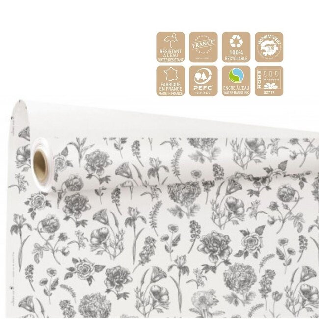 Paper on roll “Botanical” | Colour: Black and White | Width 80 centimeter | Length 25 meter | Per roll