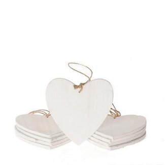 4A Houten Hart Hanger Decoratie | Kleur: Natuurlijk Wit | Lengte 15 centimeter | Per 10 harten