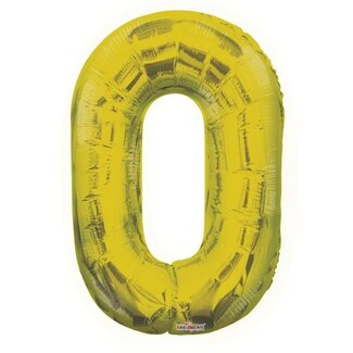 4A Party! Ballon Nummer 0 | Kleur: Goudkleurig | Hoogte 85 centimeter | Per ballon