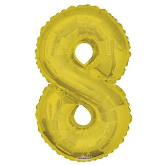 4A Party! Ballon Nummer 8 | Kleur: Goudkleurig | Hoogte 85 centimeter | Per ballon