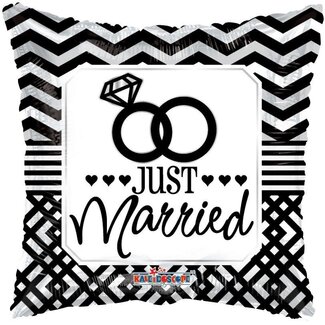 4A Party! Balloon “Just Married” | Colour: Black White | Diameter 45 centimetre | Per 10 balloons