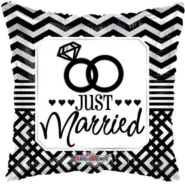 Party! Balloon “Just Married” | Colour: Black White | Diameter 45 centimeter | Per 10 balloons