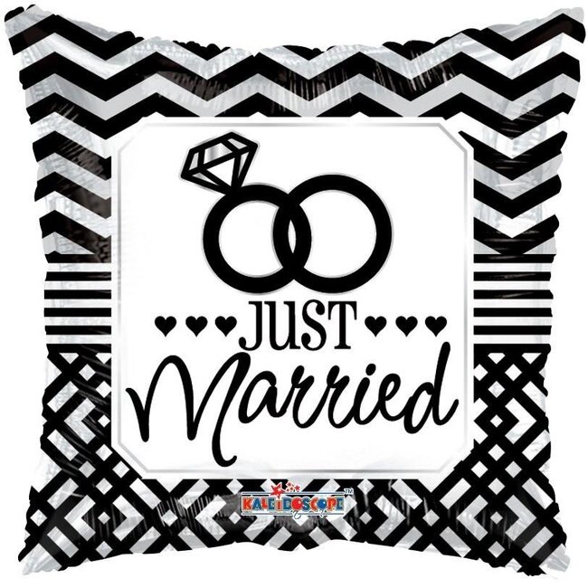 Party! Balloon “Just Married” | Colour: Black White | Diameter 45 centimeter | Per 10 balloons