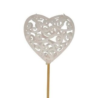 4A Felt Hart Decoration Pick | Colour: Natural White | Diameter 7 centimeter | Length pick ± 50 centimeter | Per 25 picks
