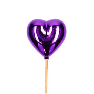 4A Heart Floral Pick | Colour: Purple | Diameter 6.5 centimeter | Length floral pick ± 50 centimeter | Per 25 floral picks
