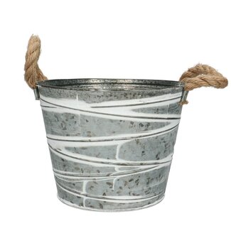 4A Zinken Bloempot Plantenpot “Brent” | Kleur: Grijs | Diameter 21 centimeter | Hoogte 16 centimeter | Per 10 bloempotten
