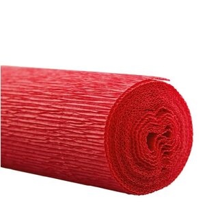 4A Papier crépon sur rouleau | Couleur: Rouge | Largeur 50 centimeter | Longueur 2.5 meter | Par 5 rouleaux
