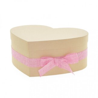 4A Hatbox Cadeaudoosje Hartvorm met Strik | Kleur: Roze | Lengte 20 centimeter | Breedte 25 centimeter | Hoogte 10 centimeter | Per 6 doosjes
