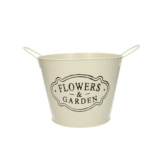 4A Zinken Bloempot Plantenpot “Aron” | Kleur: Crèmekleurig | Diameter 21 centimeter | Hoogte 16 centimeter | Per 10 bloempotten