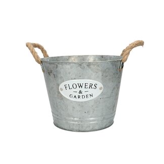 4A Zinken Bloempot Plantenpot “Garden” | Kleur: Grijs | Diameter 21 centimeter | Hoogte 16 centimeter | Per 10 bloempotten