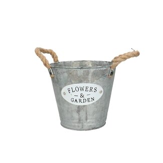 4A Zinken Bloempot Plantenpot “Garden” | Kleur: Grijs | Diameter 16 centimeter | Hoogte 14 centimeter | Per 10 bloempotten