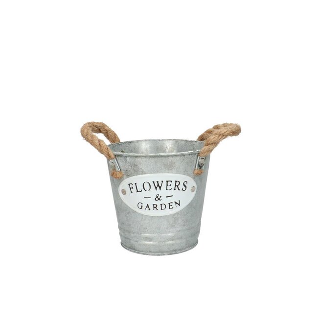 Zinken Bloempot Plantenpot “Garden” | Kleur: Grijs | Diameter 13 centimeter | Hoogte 11.5 centimeter | Per 10 bloempotten