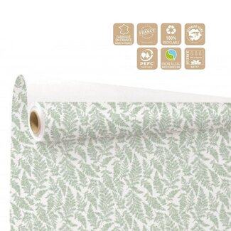 4A Papier op rol “Cyrielle” | Kleur: Groen en Wit | Breedte 80 centimeter | Lengte 40 meter | Per rol