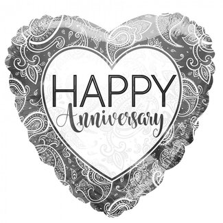 4A Party! Ballon Eco “Happy Anniversary” | Kleur: Zilverkleurig | Diameter 45 centimeter | Per 10 ballonnen