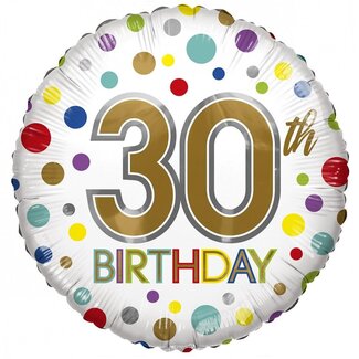4A Party! Eco Balloon “30th Birthday” | Colour: Mixed Colours | Diameter 45 centimetre | Per 10 balloons