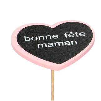 4A Herzstecker “Alles Gute zum Muttertag Mama” | Farbe: Hellrosa | Durchmesser 8 centimeter | Länge Stecker ± 50 centimeter | Pro 25 Stecker