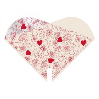 4A Bloemenhoes Doublé “Love” | Kleur: Rood | Lengte 35 centimeter | Breedte 35 centimeter | Per 50 hoezen
