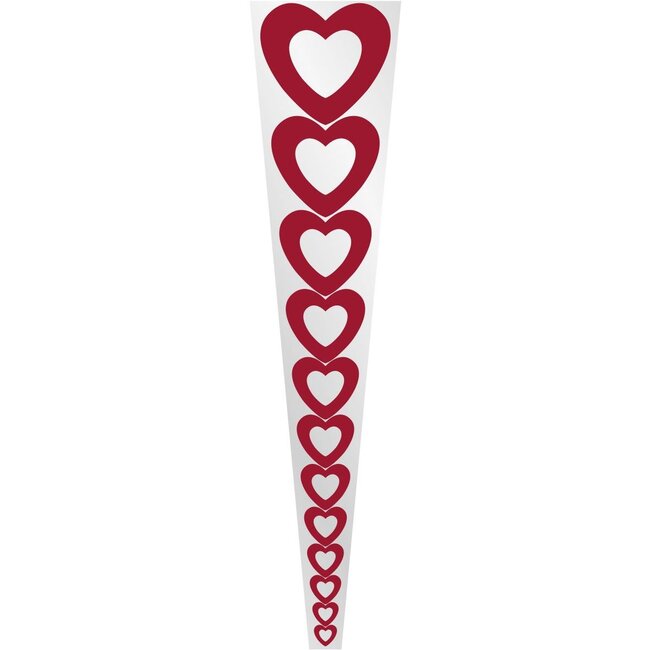 Bloemenhoes 1 Roos “Heart” | Kleur: Rood | Lengte 54 centimeter | Breedte 12 centimeter | Hoogte 3 centimeter | Per 50 hoezen