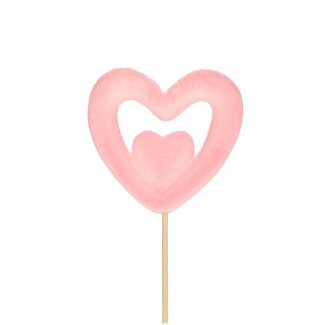 4A Flock Herz Stecker | Farbe: Rosa | Durchmesser 7 centimeter | Länge Stecker ± 50 centimeter | Pro 25 Stecker