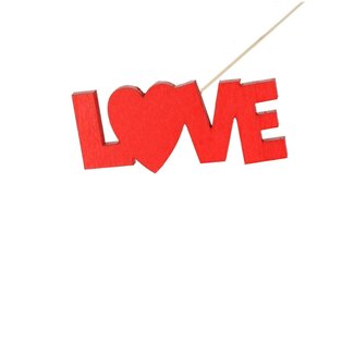 4A Text-Stecker “Love” | Farbe: Rot | Durchmesser 9 centimeter | Länge Stecker ± 50 centimeter | Pro 25 Stecker